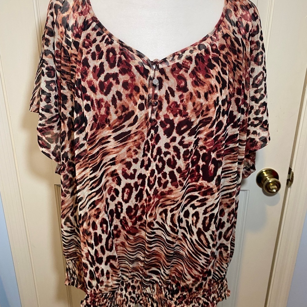 Apt 9 Animal Print Tank with Sheer Cover Blouse 2X - Picture 2 of 3
